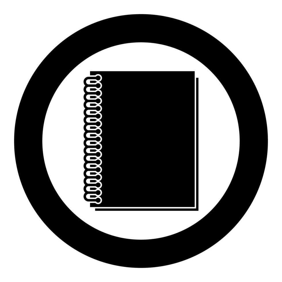 notebook con icona primavera colore nero in cerchio rotondo vettore