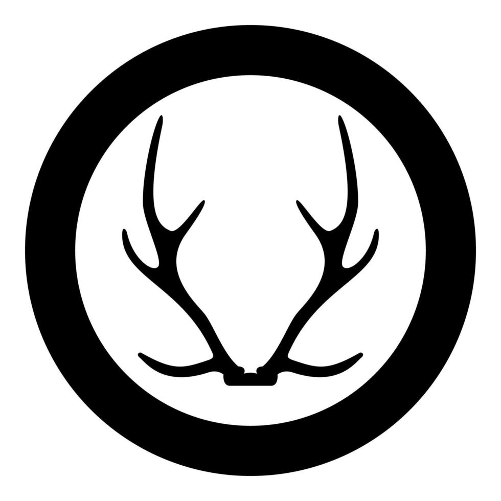 concetto di corno di corna trofeo silhouette in cerchio nero colore nero illustrazione vettoriale solido contorno stile immagine