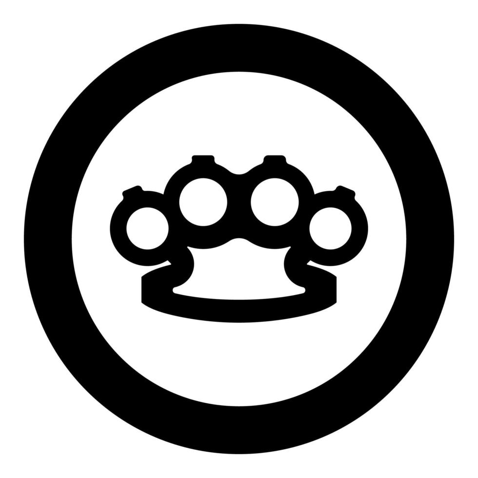 Knuckleduster Knuckles arma per icona a mano in cerchio rotondo colore nero illustrazione vettoriale immagine in stile piatto