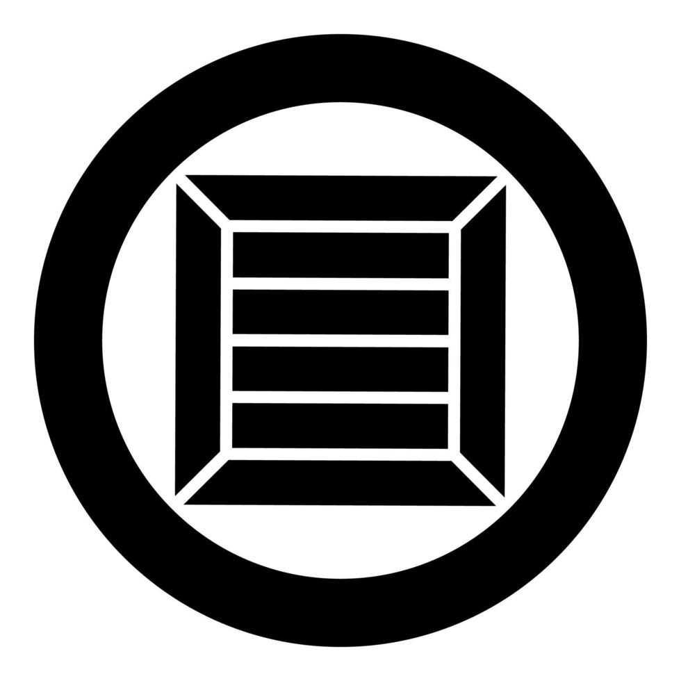 cassa per il trasporto di merci icona del contenitore della scatola di legno in cerchio rotondo colore nero illustrazione vettoriale immagine in stile piatto