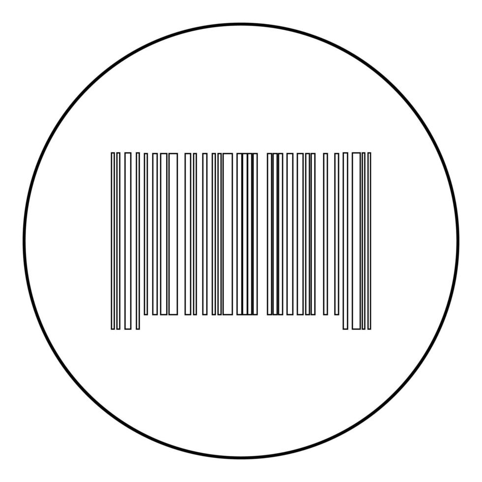 il codice a barre l'icona di colore nero in cerchio o tondo vettore