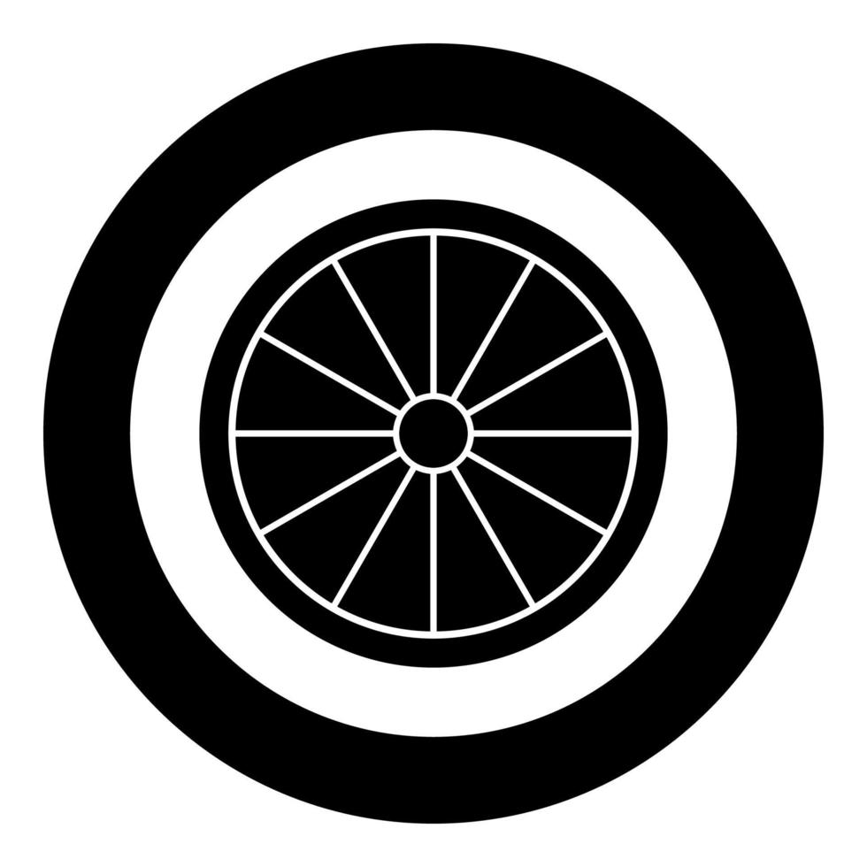 icona dello scudo vichingo vettore di colore nero in cerchio rotondo illustrazione immagine in stile piatto