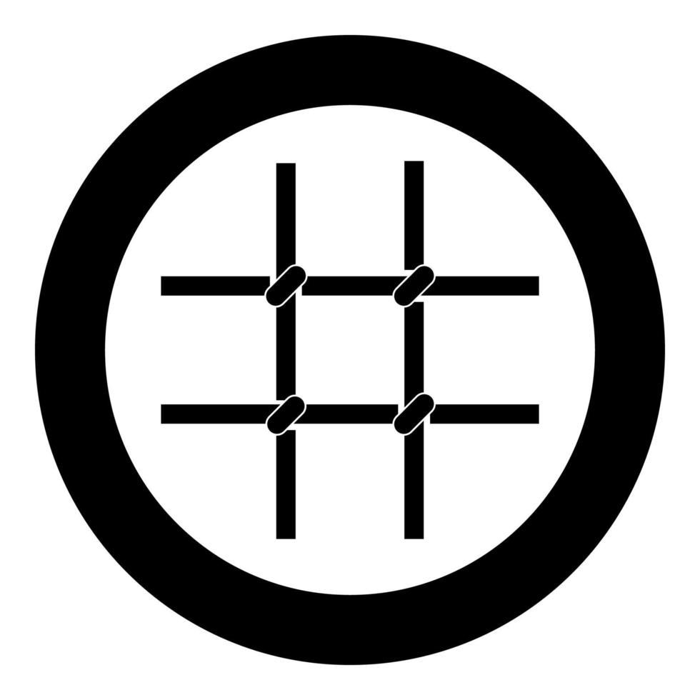 icona della griglia metallica delle barre della prigione in cerchio nero colore nero illustrazione vettoriale immagine in stile piatto