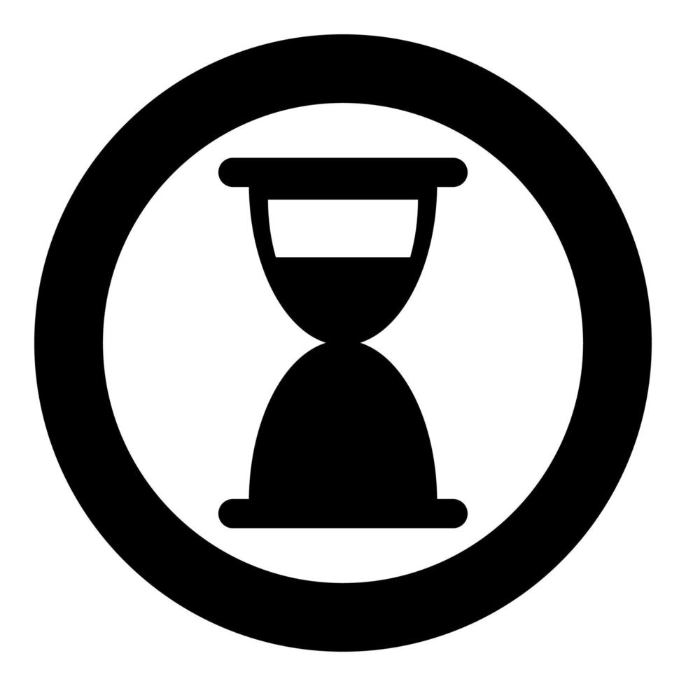clessidra sabbia orologio icona antica in cerchio rotondo colore nero illustrazione vettoriale immagine stile contorno solido