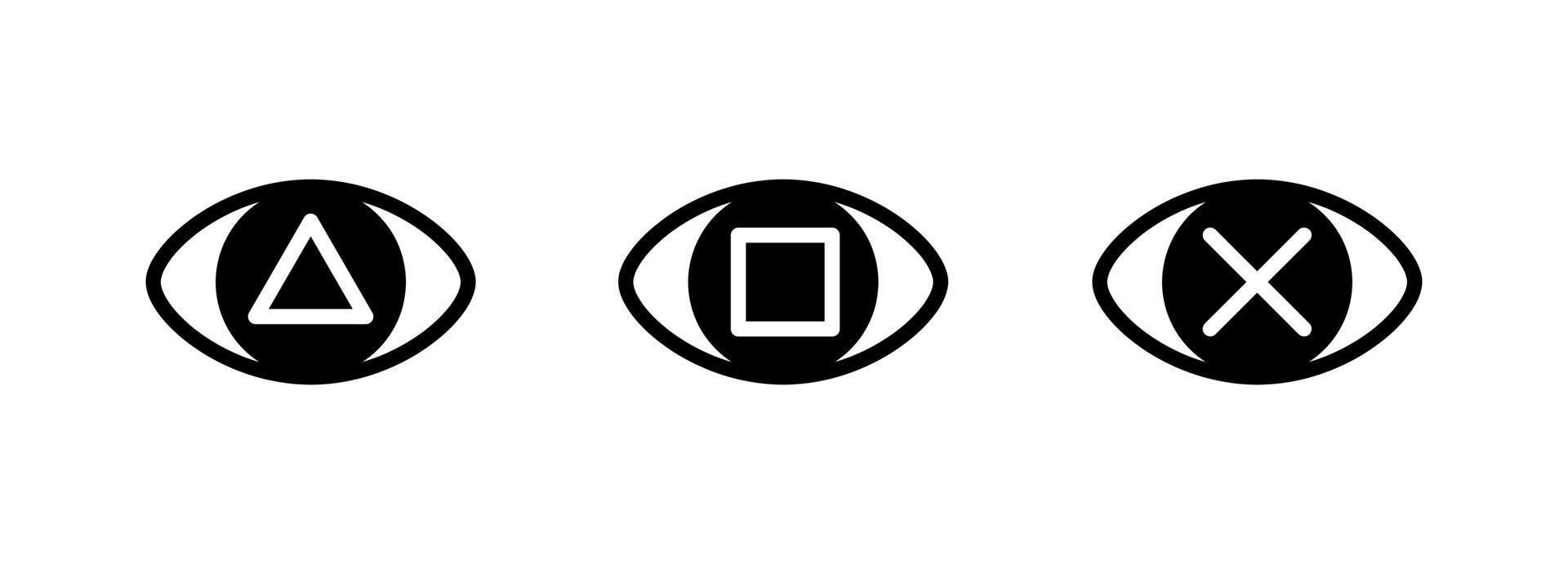 icona moderna triangolo, quadrato e occhio incrociato. icona dell'occhio creativo in stile linea moderna per il design del logo dell'app mobile web. pittogramma isolato su sfondo bianco. insieme lineare modificabile. vettore