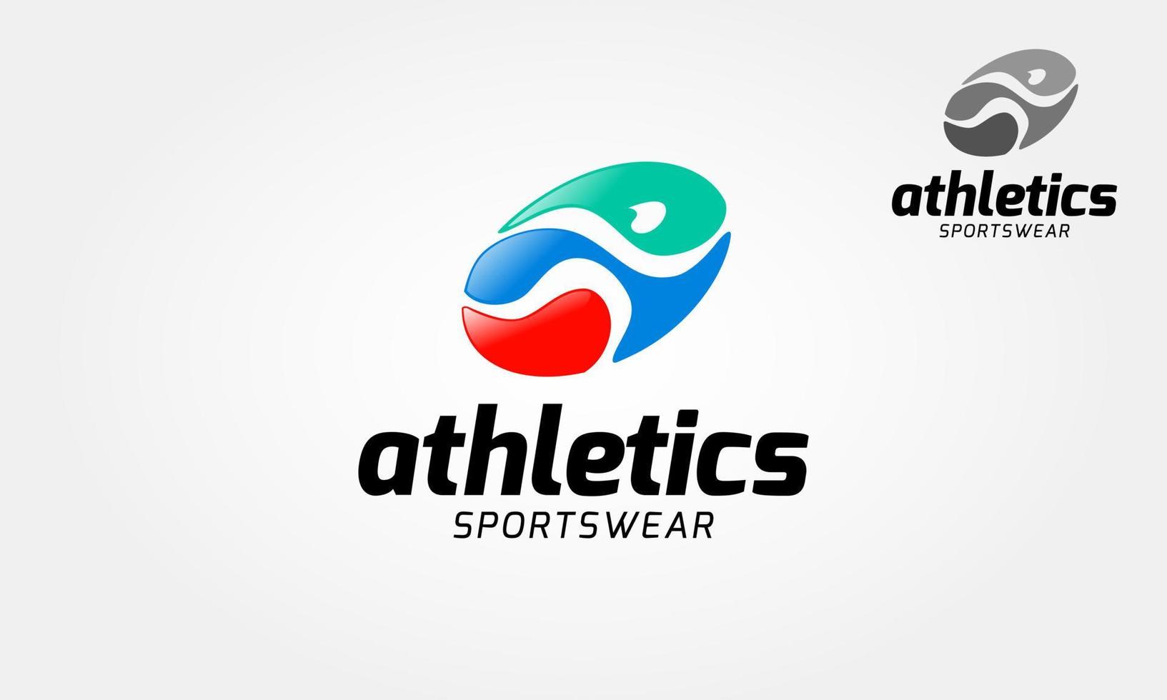 modello di logo di vettore di abbigliamento sportivo di atletica leggera. figura stilizzata semplice veloce dell'atleta. logo vettoriale in esecuzione umana. modello di logo adatto per lo sport.