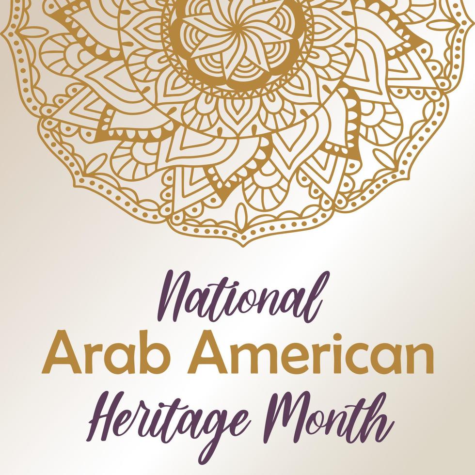 mese nazionale del patrimonio arabo-americano. sfondo vettoriale, mandala rotonda, ornamento orientale tradizione orientale. modello quadrato naahm vettore