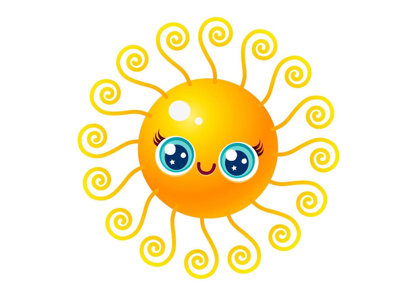 illustrazione vettoriale del sole in stile kawaii