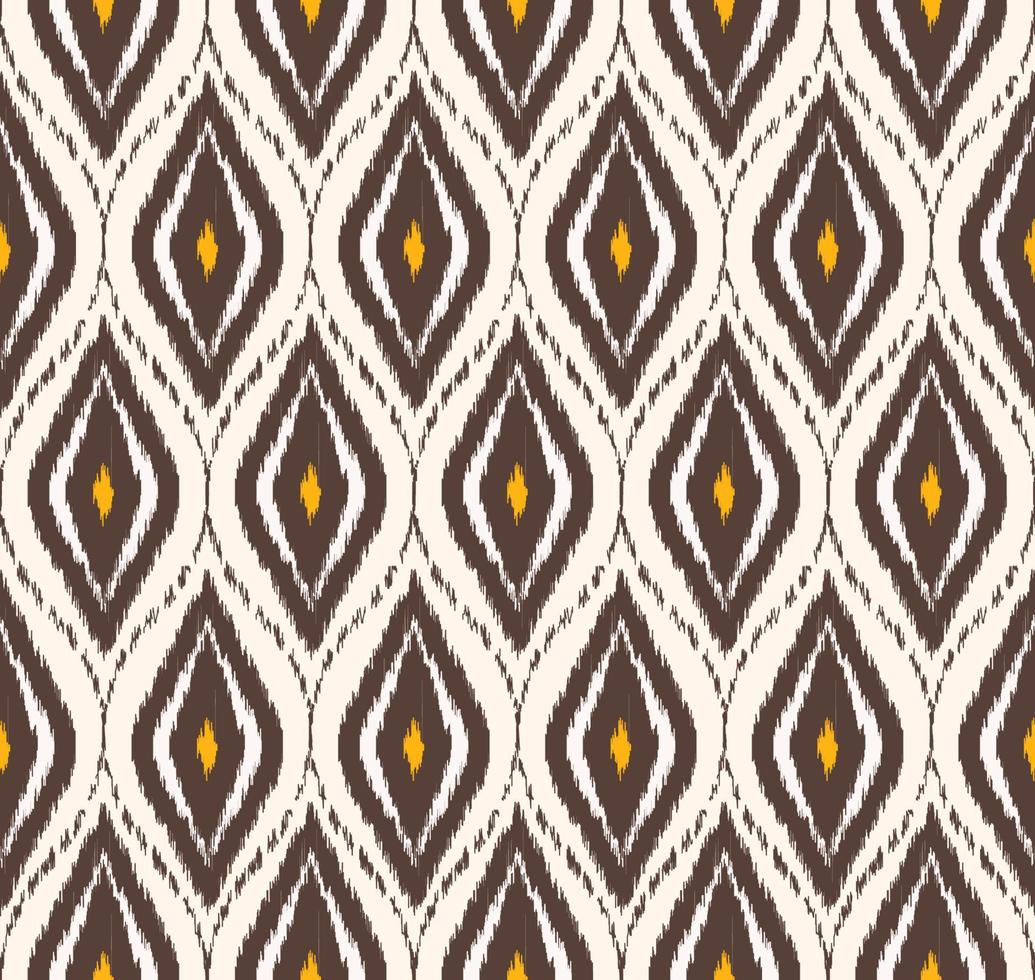 ikat ogee diamante rotondo forma rombo sfondo senza soluzione di continuità. design etnico tribale di colore marrone-giallo. utilizzare per tessuti, tessuti, elementi di decorazione d'interni, tappezzeria, avvolgimento. vettore