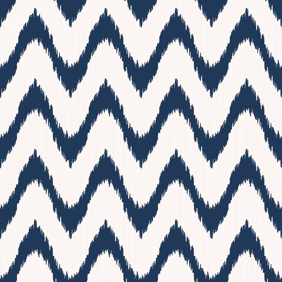 ikat arrotondato a zig zag o linea d'onda modello senza cuciture moderno colore blu texture di sfondo. utilizzare per tessuti, tessuti, coperture, tappezzeria, elementi di decorazione d'interni. vettore