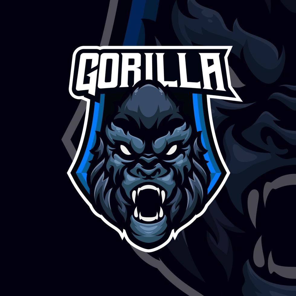 modello logo mascotte gioco gorilla esport vettore