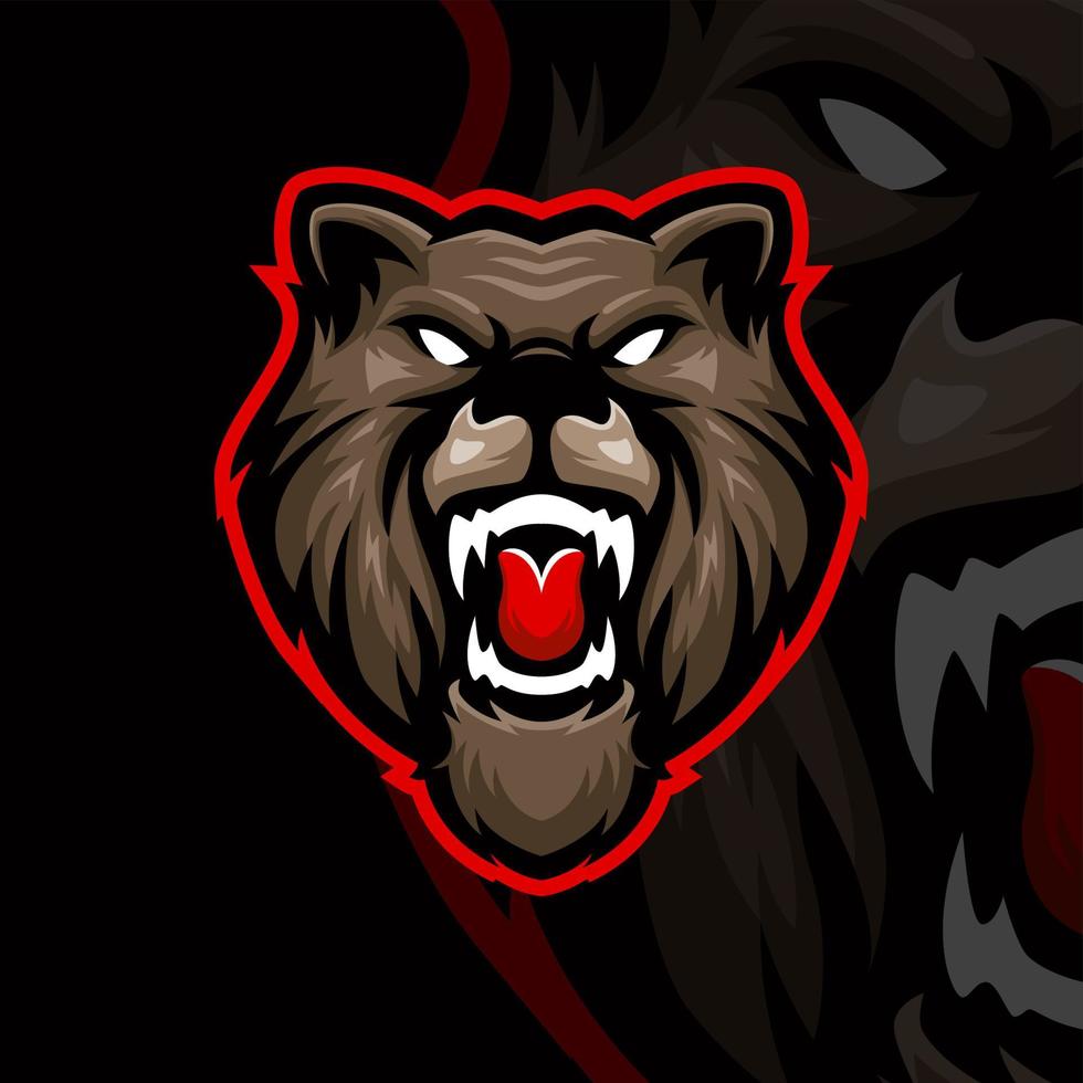 modello di logo della mascotte di gioco dell'orso esport vettore