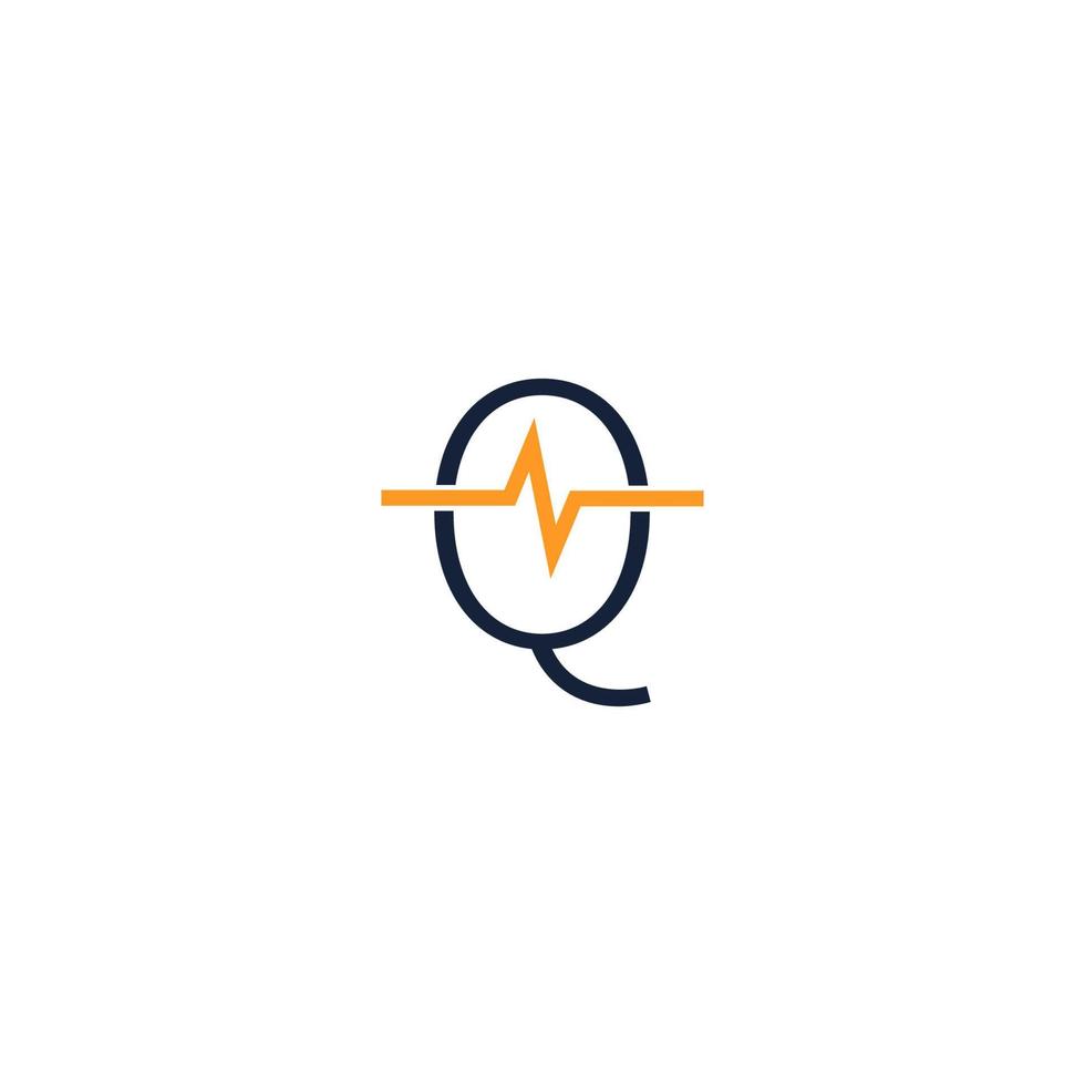 logo dell'icona della lettera q combinato con il design dell'icona a impulsi vettore