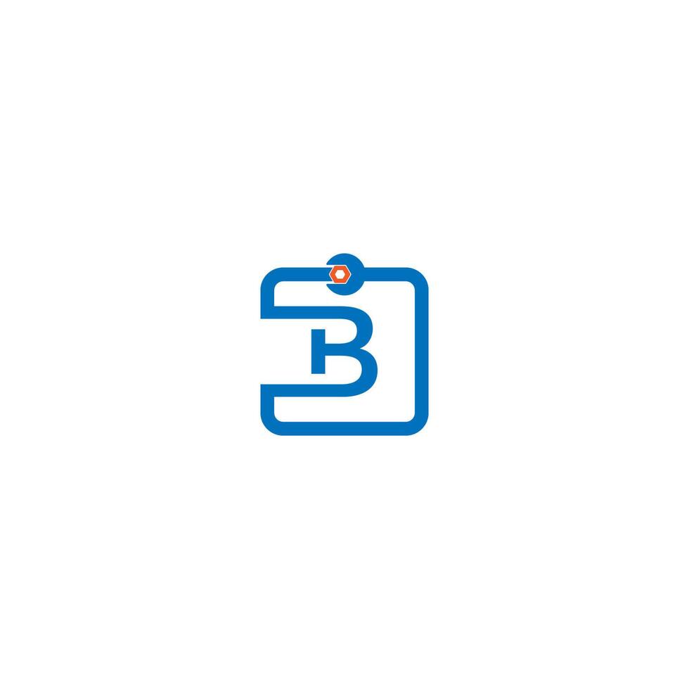 icona del logo della lettera b che forma una chiave inglese e un design a bullone vettore