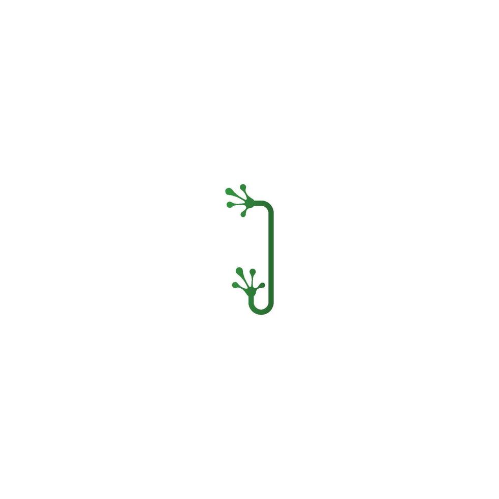 lettera i logo design concetto di impronte di rana vettore