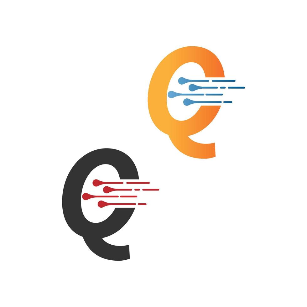 lettera q semplice logo tecnico con icona di stile linee di circuito vettore