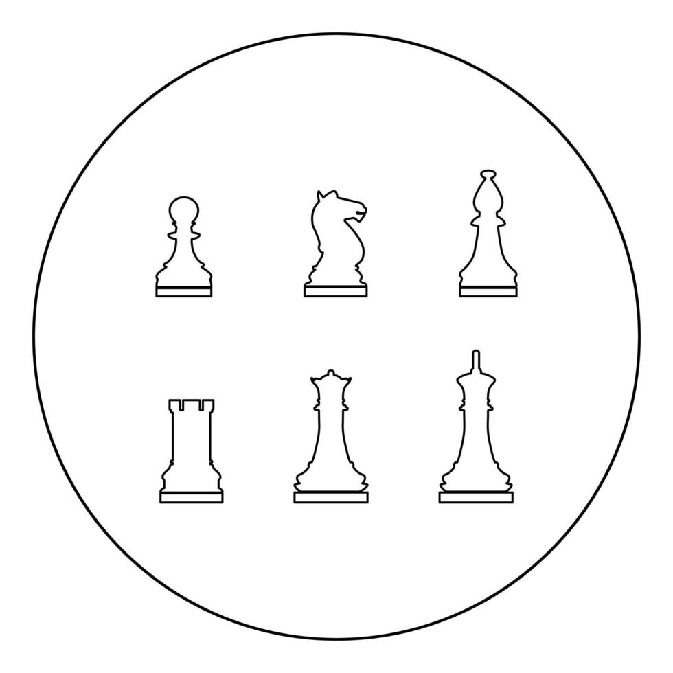 icona di pezzi degli scacchi colore nero in cerchio vettore