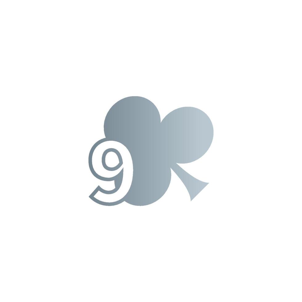 logo numero 9 combinato con il design dell'icona del trifoglio vettore