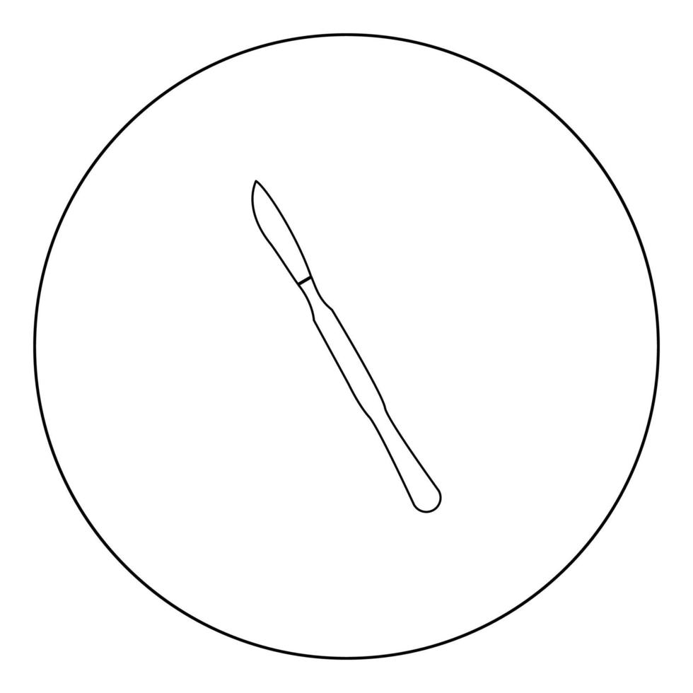 icona nera del bisturi nell'illustrazione del vettore del cerchio isolata .