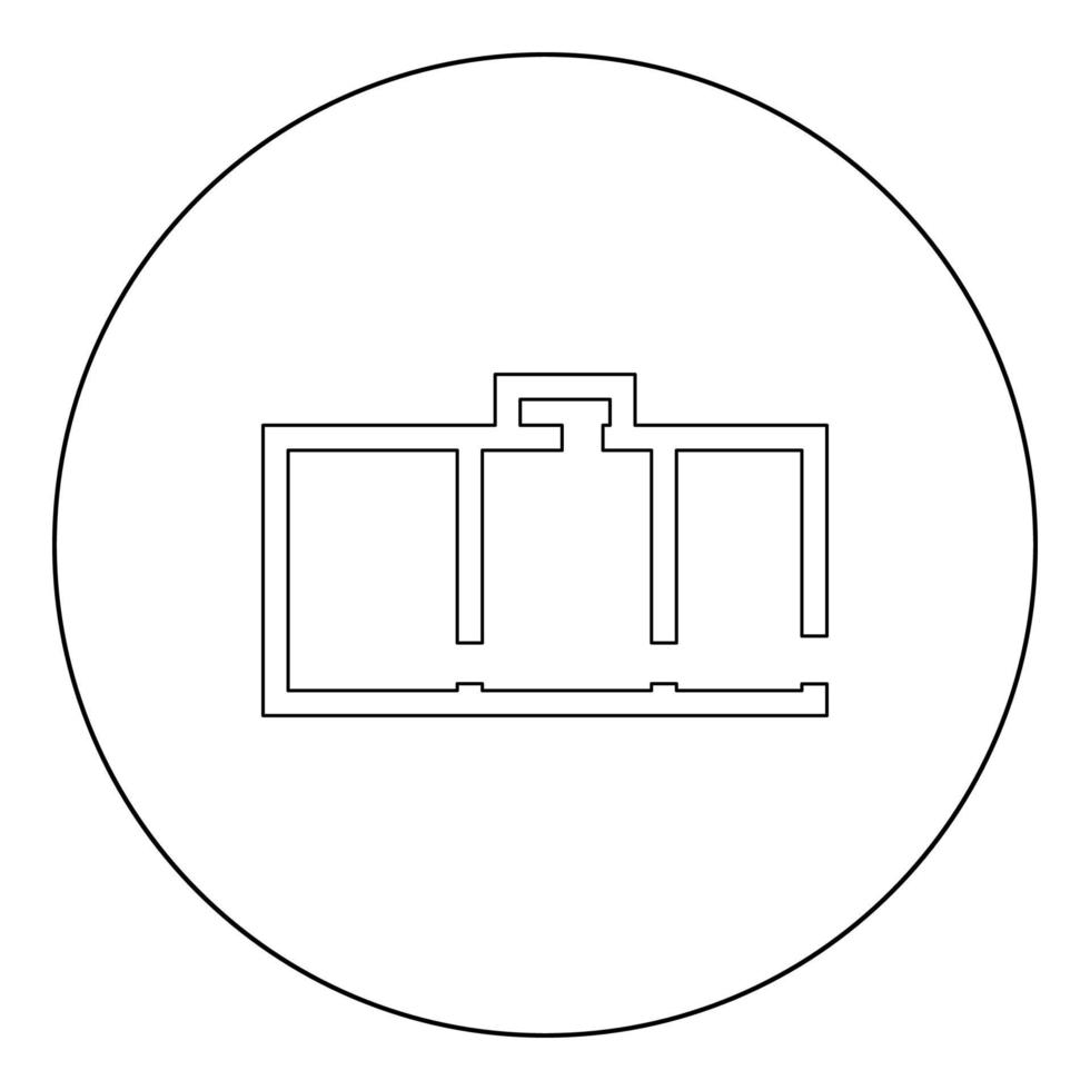 icona nera della pianta dell'appartamento nell'illustrazione del vettore del cerchio isolata.