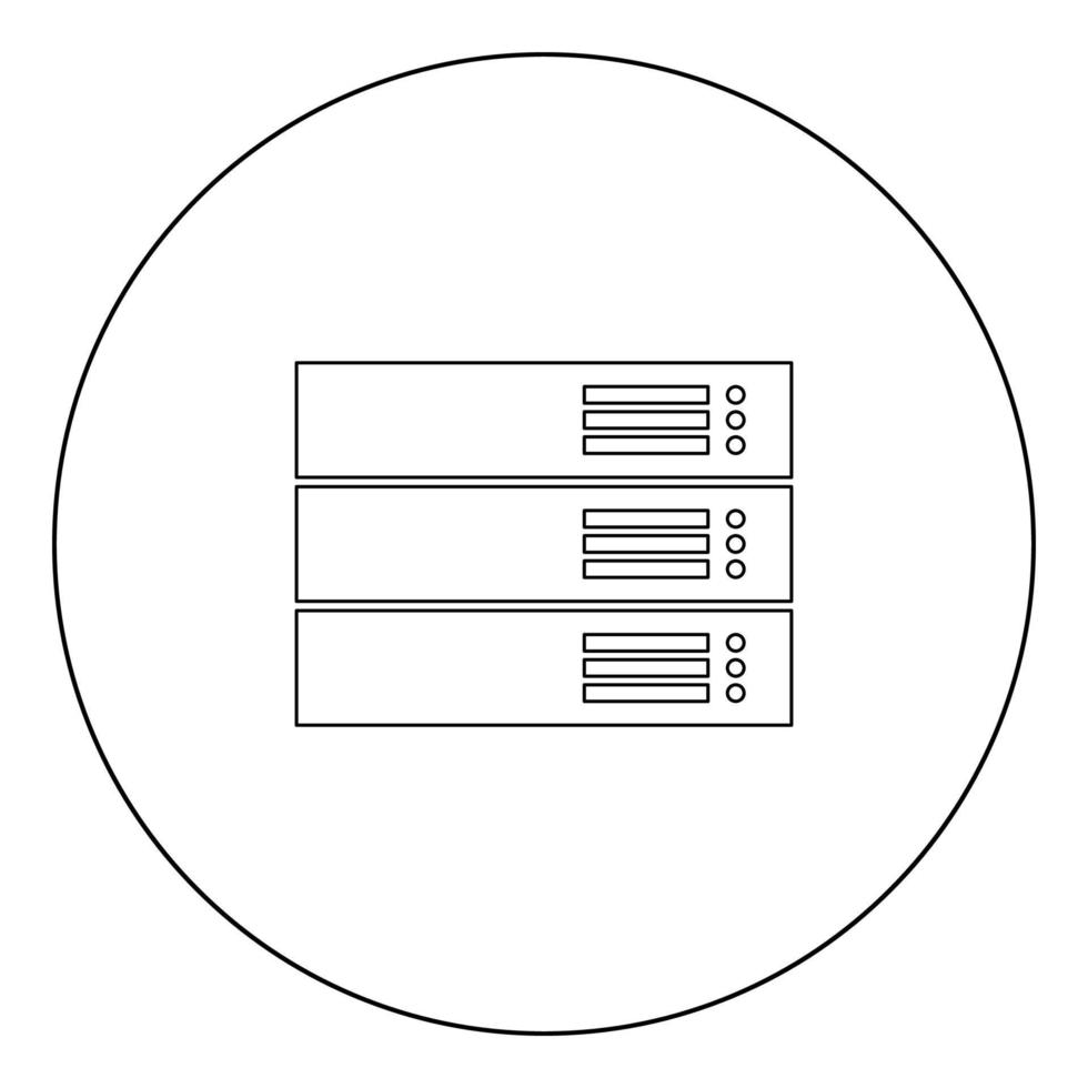 icona nera del server nell'illustrazione vettoriale del cerchio isolata.