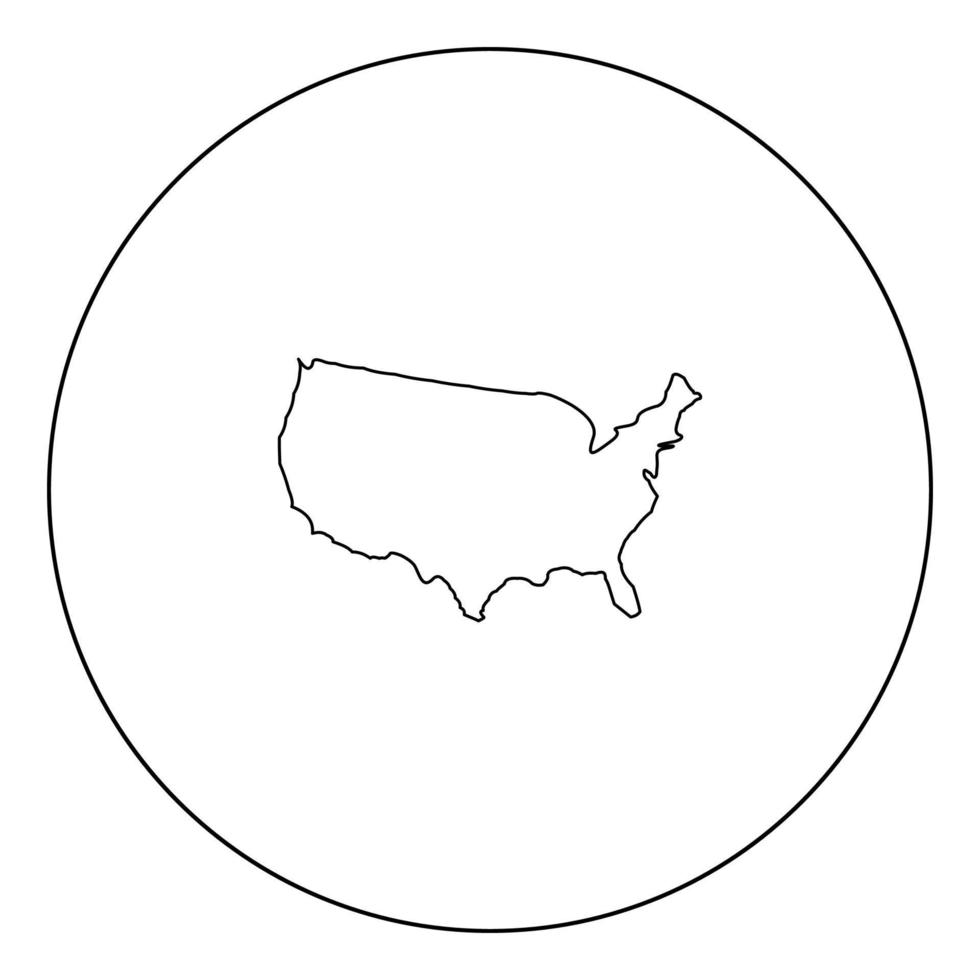 mappa dell'america icona colore nero in cerchio vettore