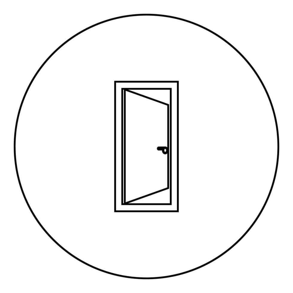 icona della porta colore nero in cerchio vettore