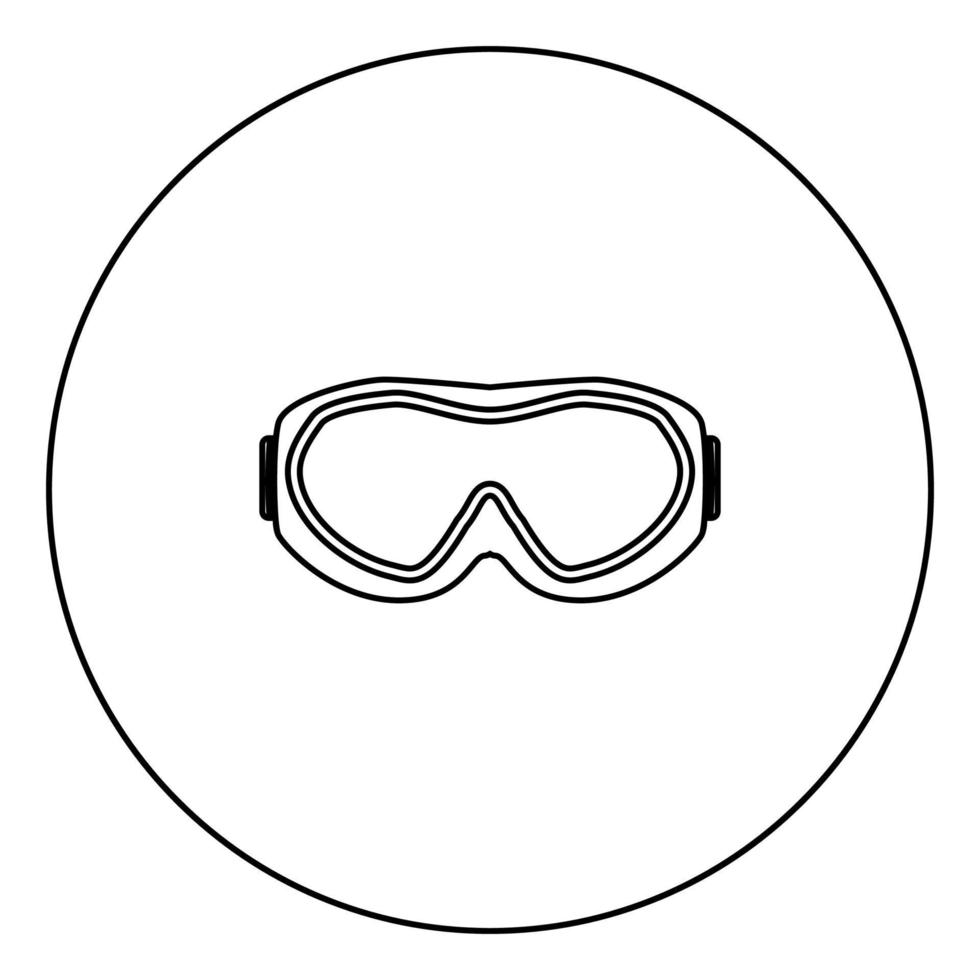 occhiali da sci icona colore nero in cerchio vettore