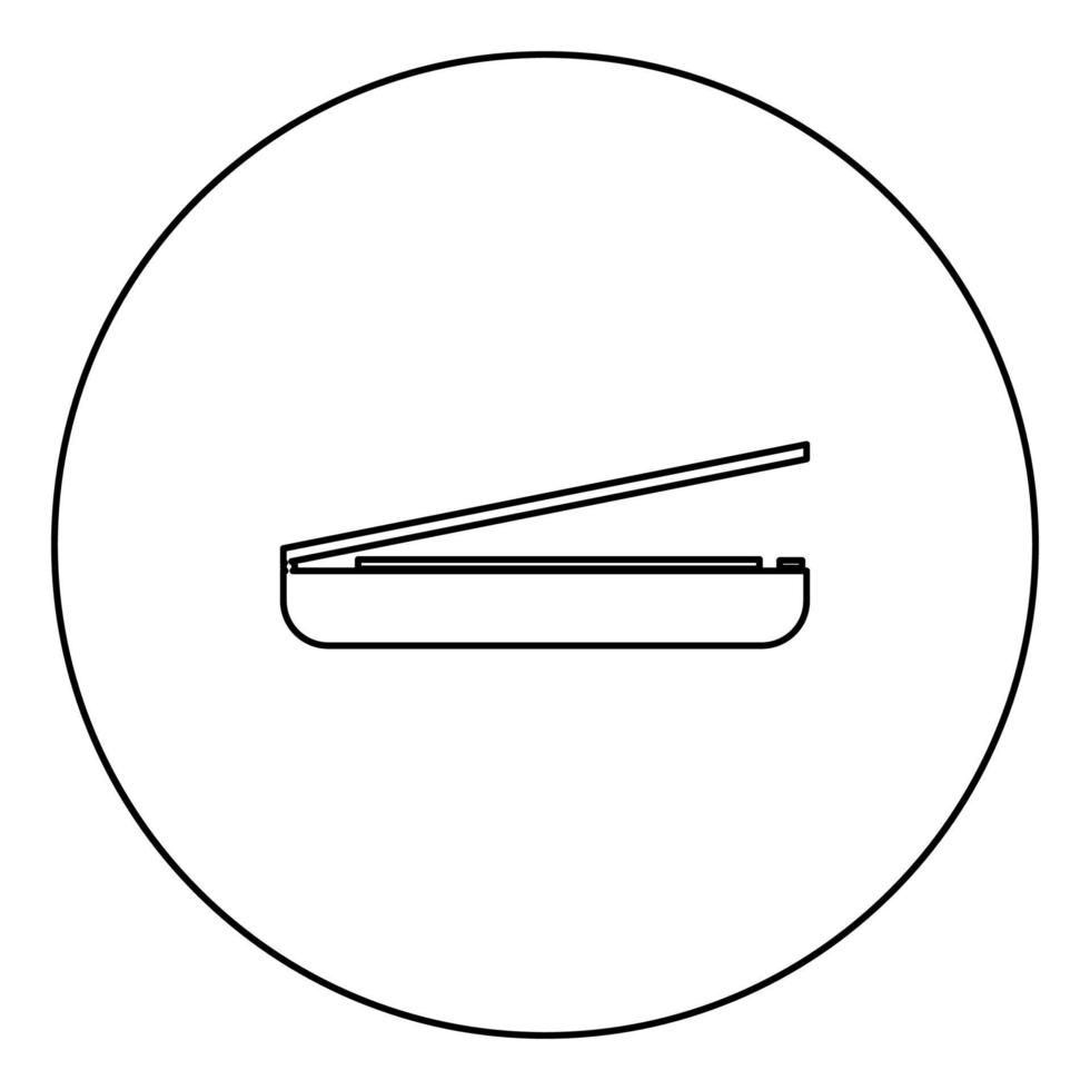 contorno dell'icona nera dello scanner nell'immagine del cerchio vettore