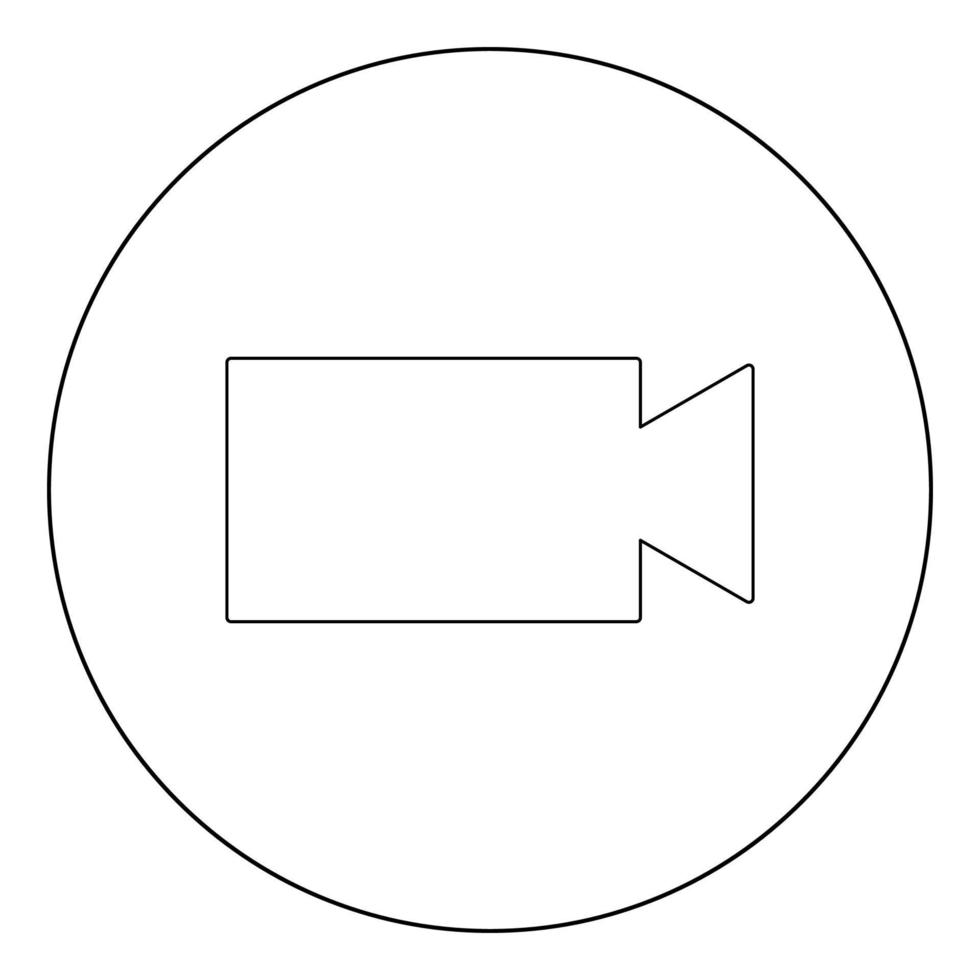 icona della videocamera colore nero in cerchio o rotondo vettore