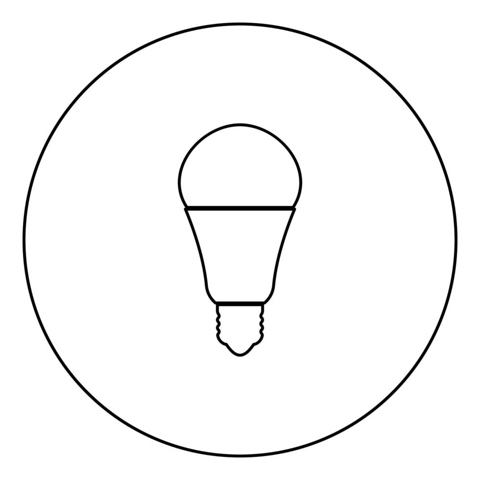 lampadina a led icona nera contorno nell'immagine del cerchio vettore
