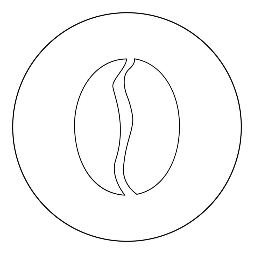 icona del chicco di caffè colore nero in cerchio o rotondo vettore