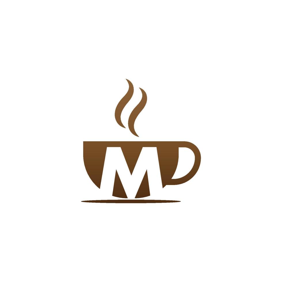 tazza di caffè icona design lettera m logo vettore