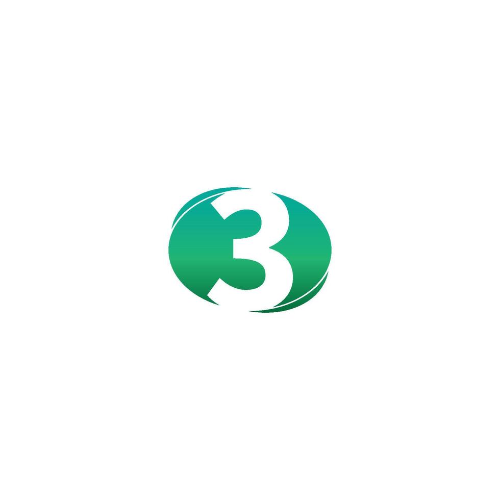 numero 3 icona logo design creativo vettore