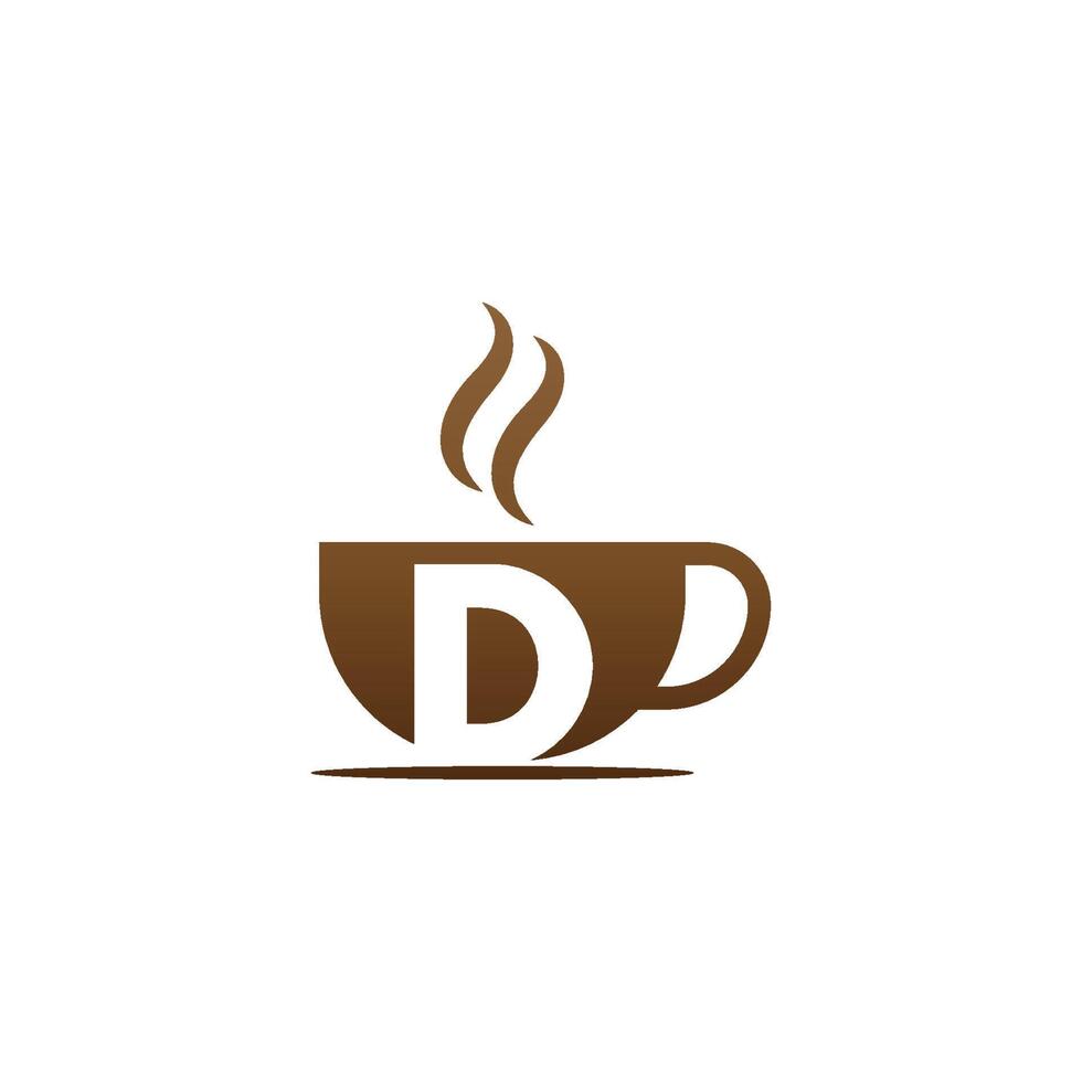 logo della lettera d del design dell'icona della tazza di caffè vettore