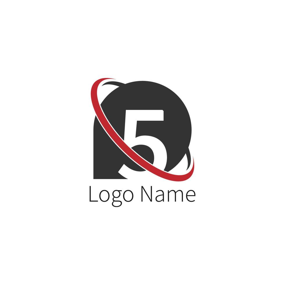 logo dell'icona del cerchio numero 5, concetto del cerchio dell'icona del numero di progettazione vettore