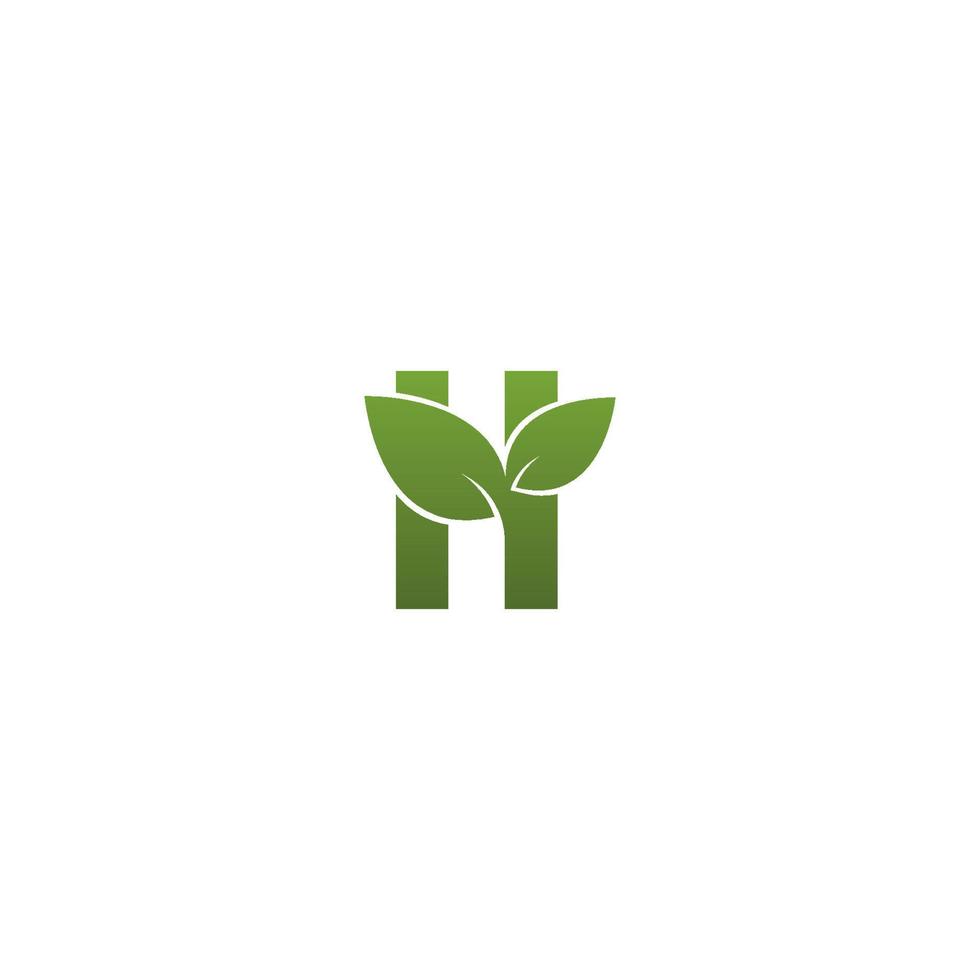 lettera h con logo simbolo foglia verde vettore