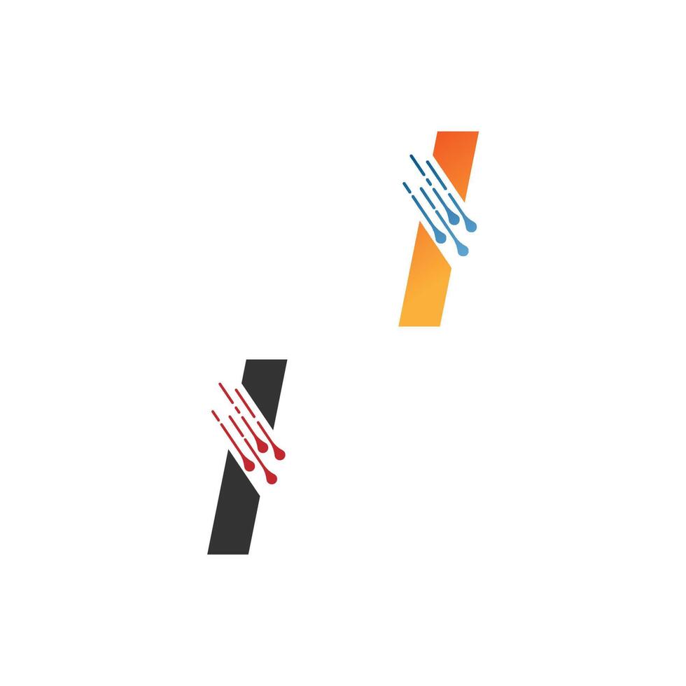 lettera i logo tech semplice con icona di stile linee di circuito vettore