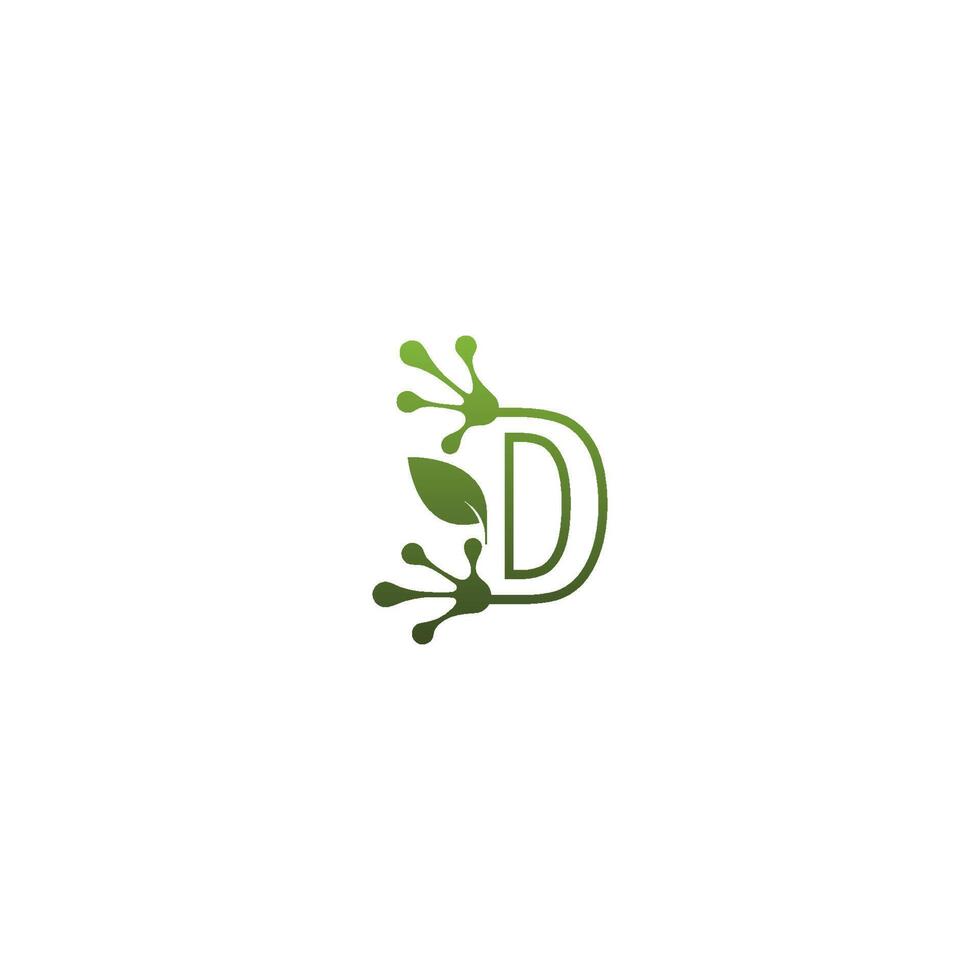lettera d logo design icona del concetto di impronte di rana vettore