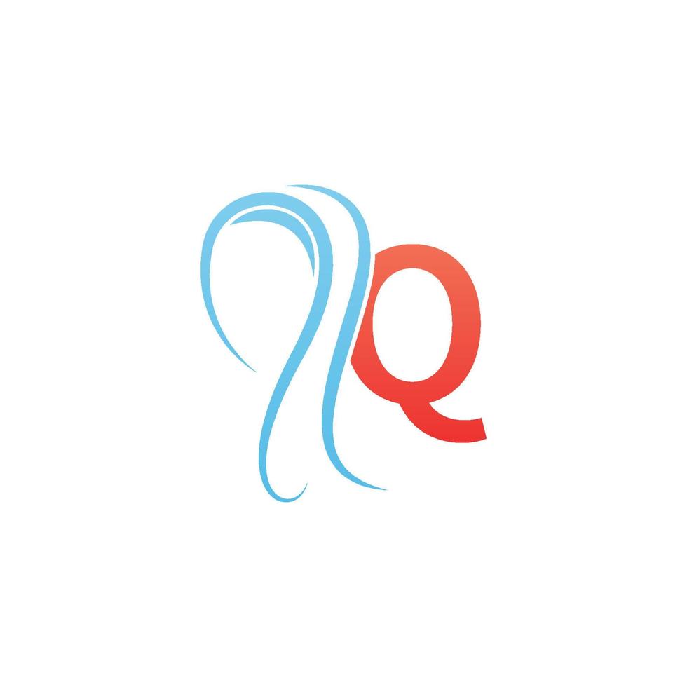 logo dell'icona della lettera q combinato con il design dell'icona dell'hijab vettore