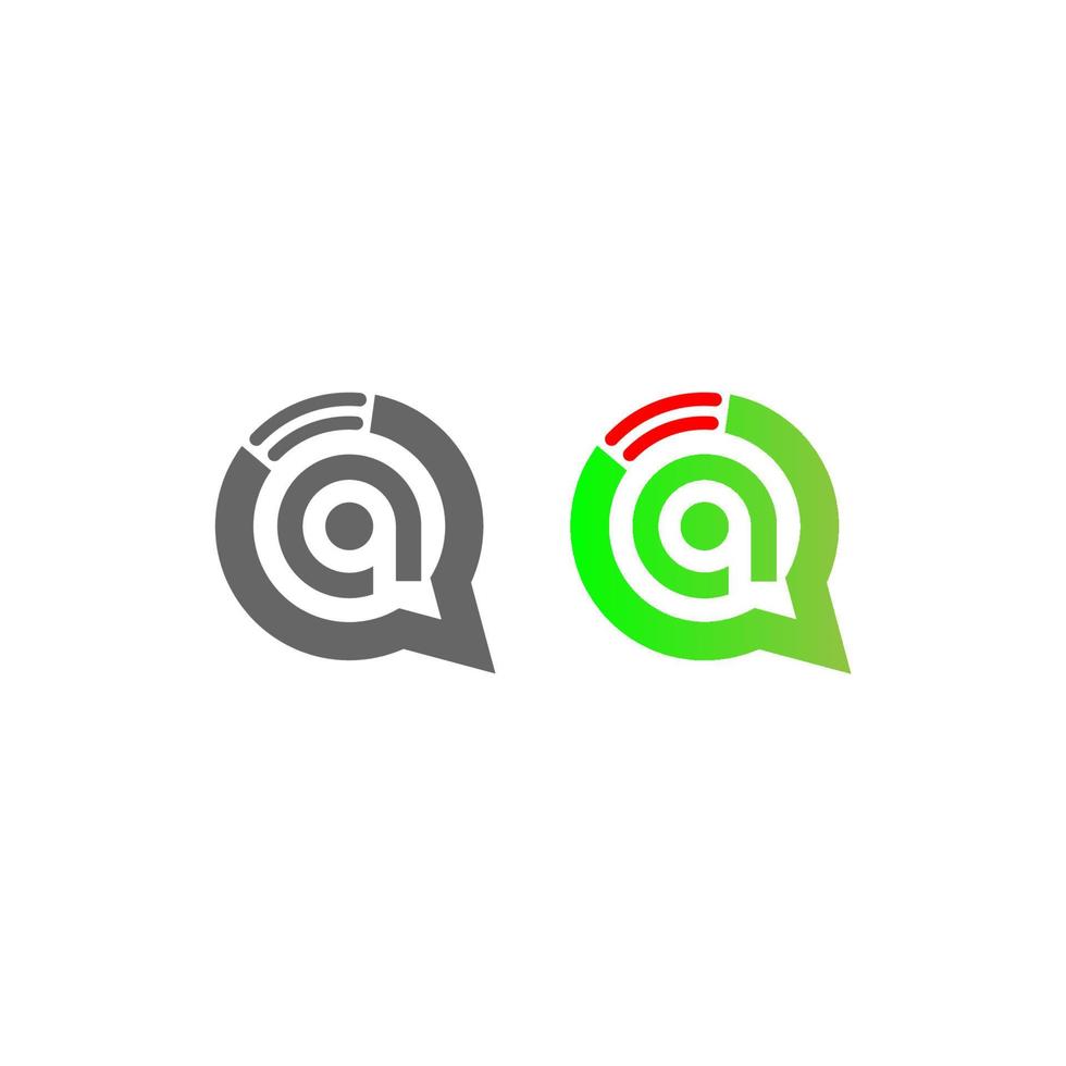 lettera a Internet wireless nel logo della bolla di chat vettore