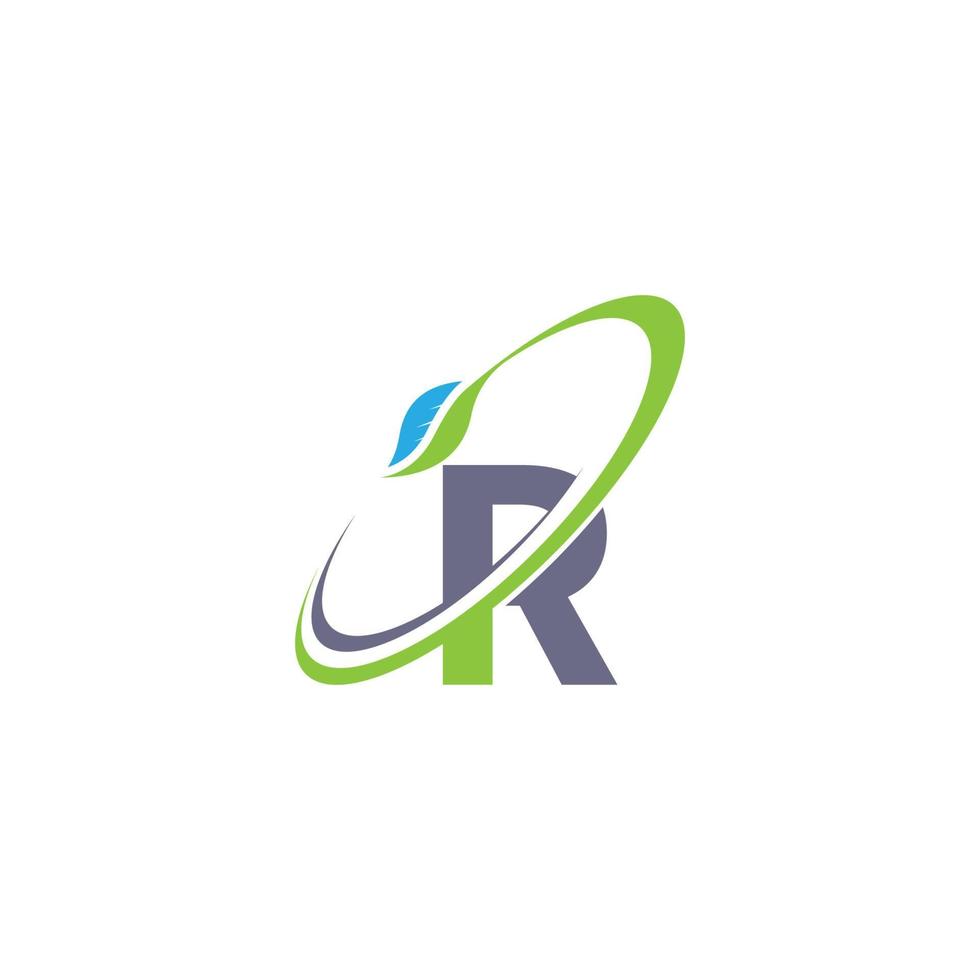 lettera r logo foglia icona design concept vettore