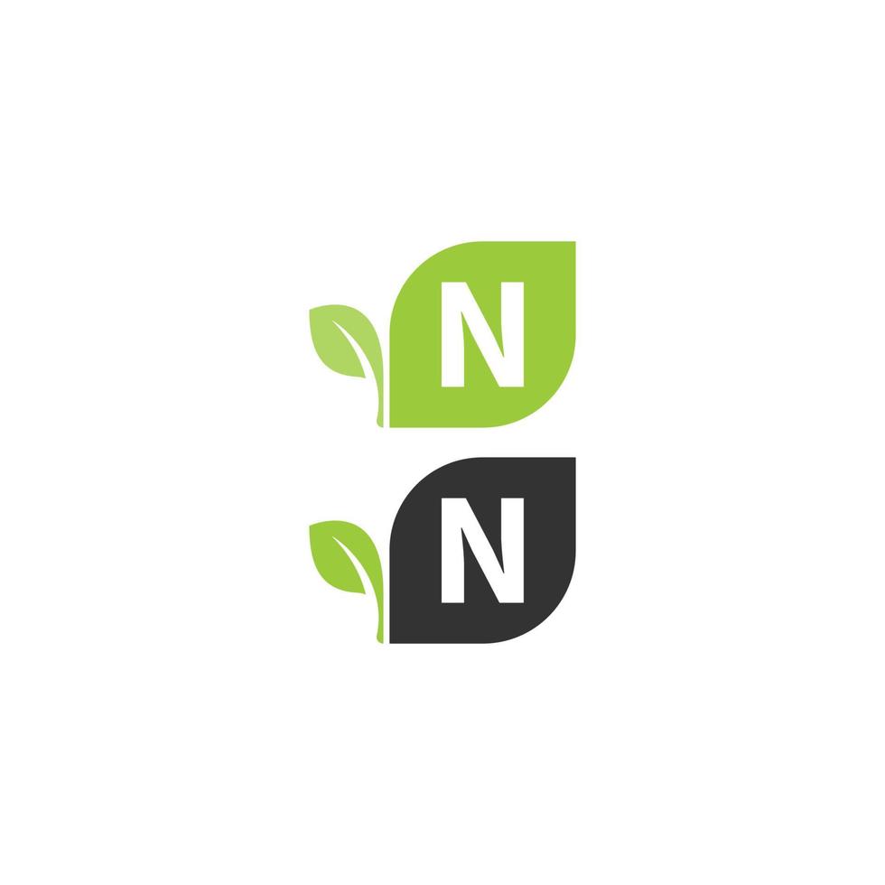 lettera n logo foglia icona design concept vettore