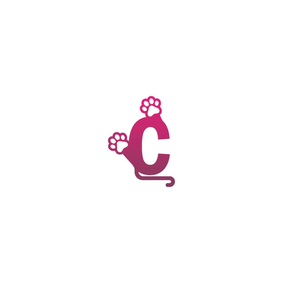 lettera c logo design impronte di cani concetto icona vettore