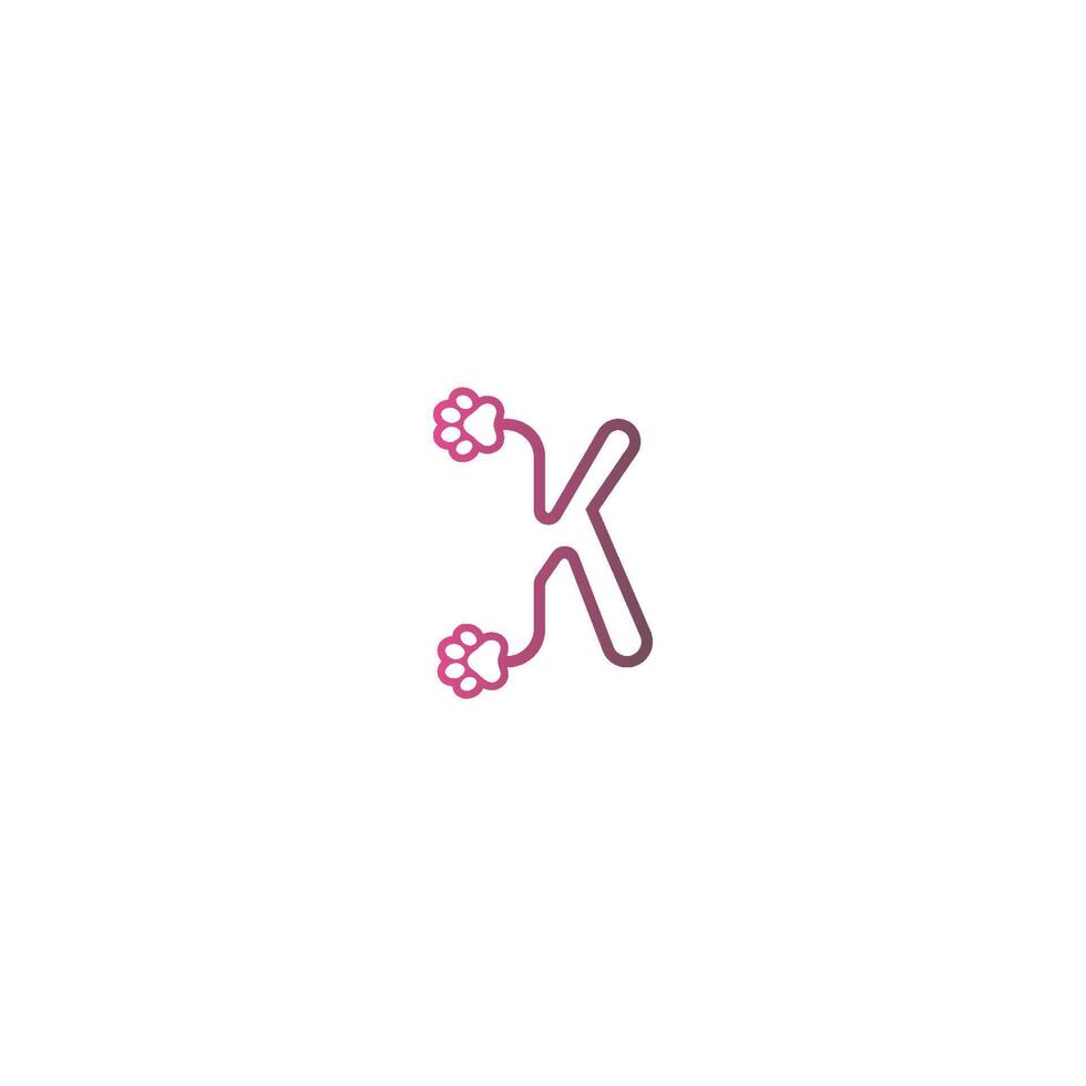 lettera k logo design cane impronte concetto vettore