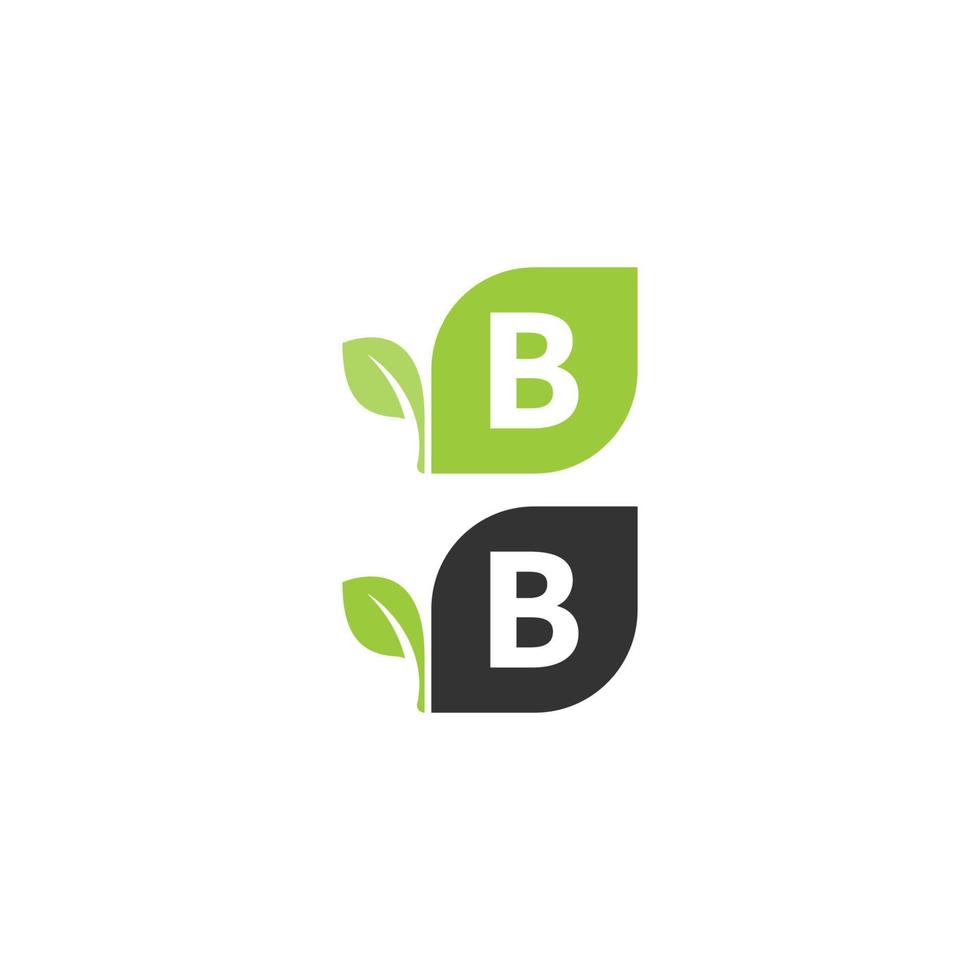 lettera b logo foglia icona design concept vettore