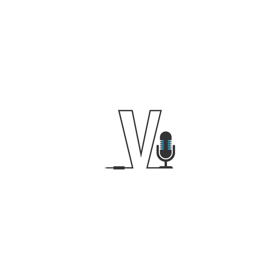 lettera v e logo del podcast vettore