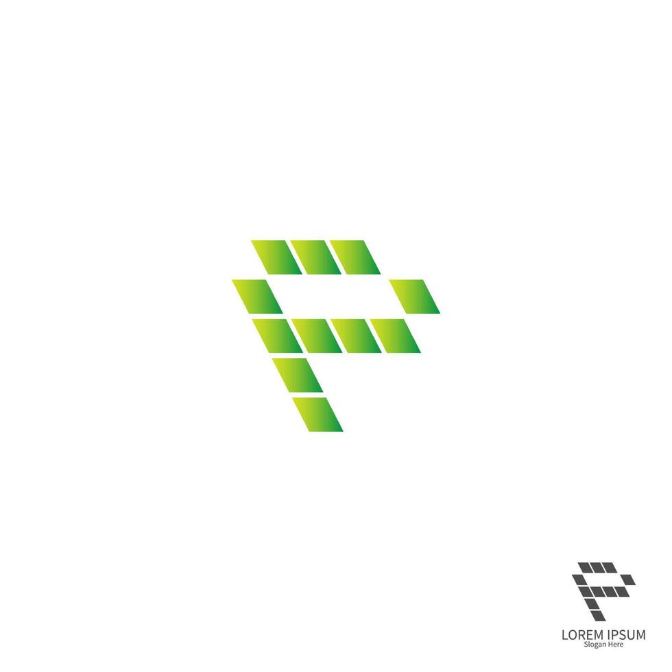 lettera p logo quadrato icona concept design vettore