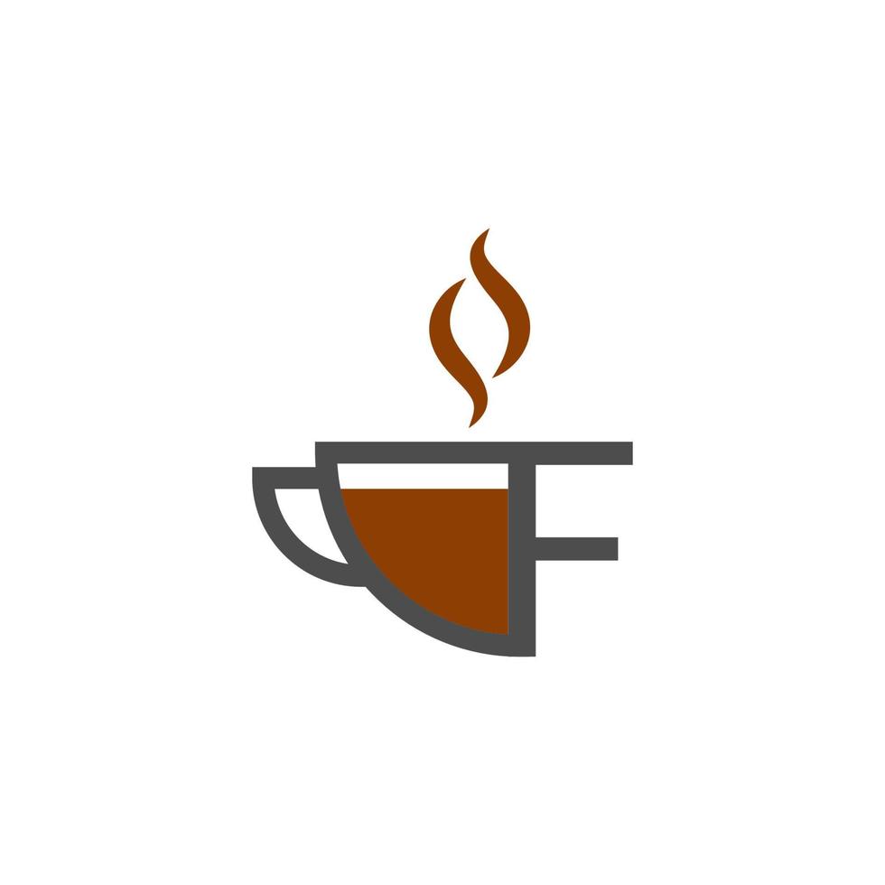 tazza di caffè icona design lettera f logo concept vettore