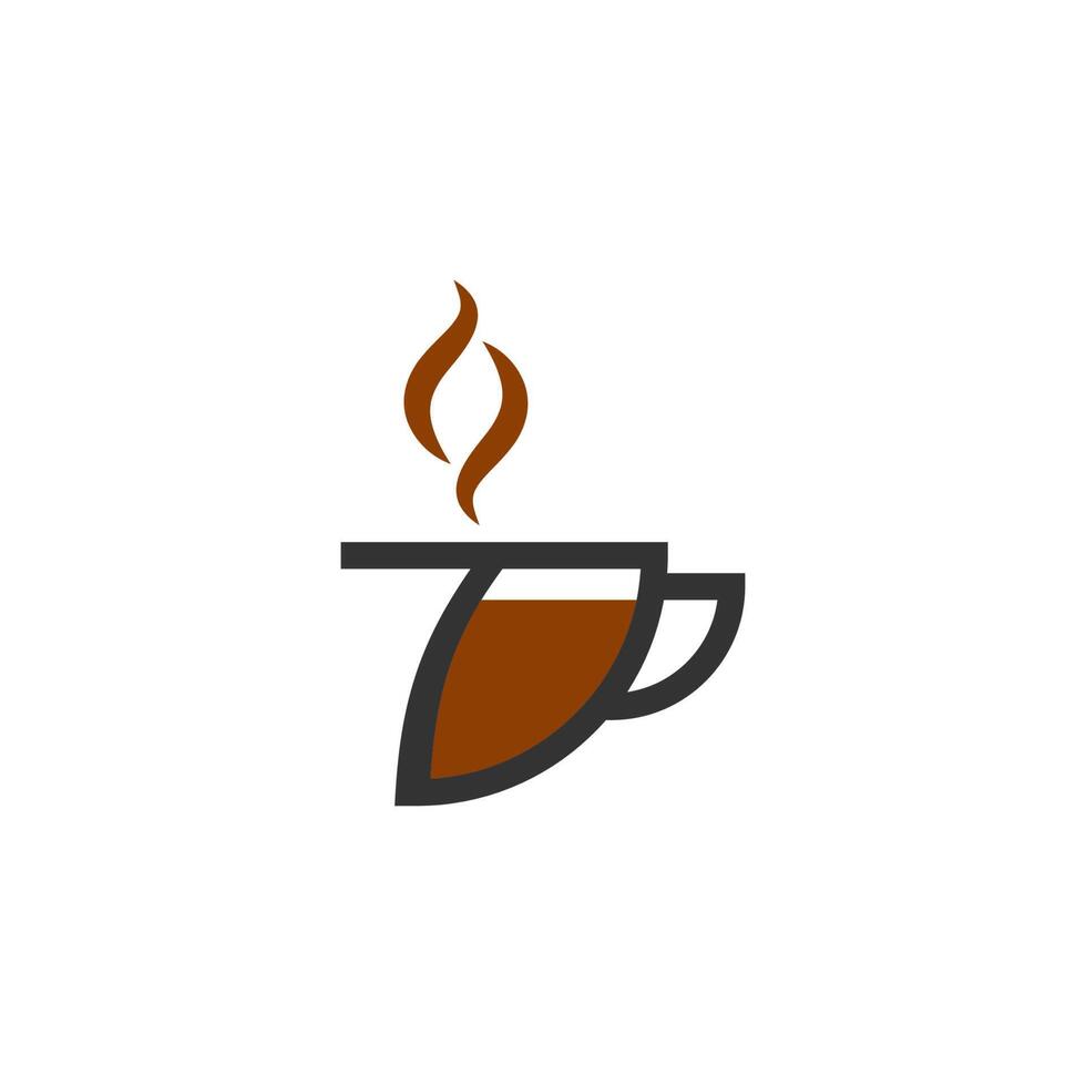 tazza di caffè icona design numero 7 logo concept vettore